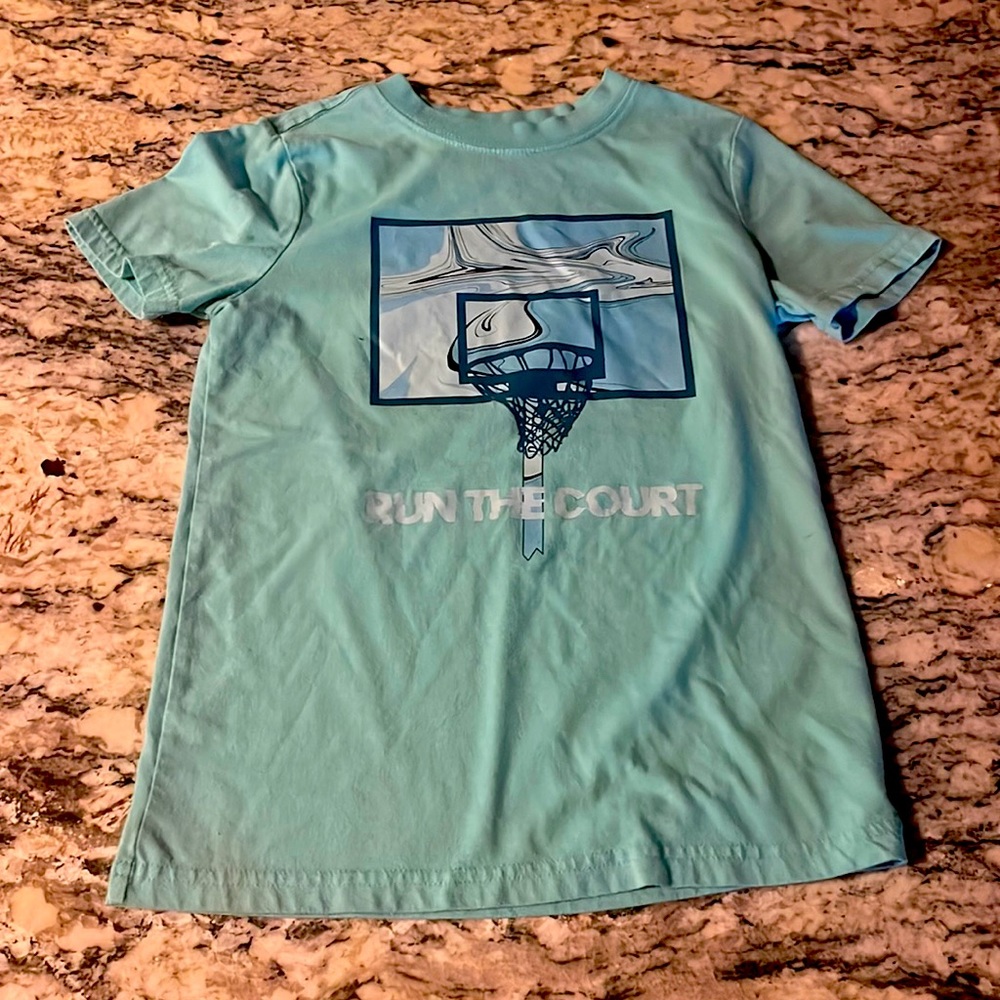 Size 8 boys t shirt, light turquoise